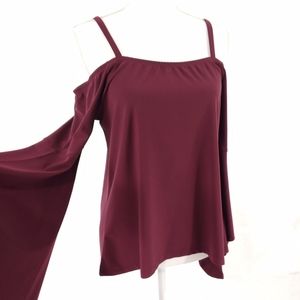 LEITH COLD SHOULDER BELL SLEEVE TOP (376)